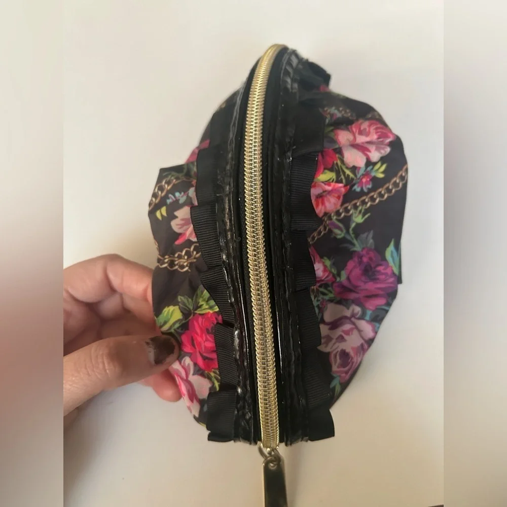 Betsey Johnson Black floral Cosmetic bag